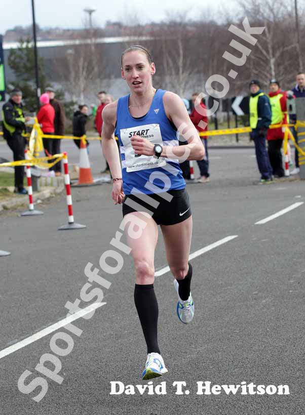 Laura Weightman brings Morpeth home in first place in the senior womens Elswick Road Relays.